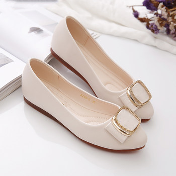 Women's Flat Shoes 2025 Spring and Autumn New Style Loafers Summer Women's Shoes Shallow Mouth Soft Leather Soft Sole Non-Slip Mom Shoes