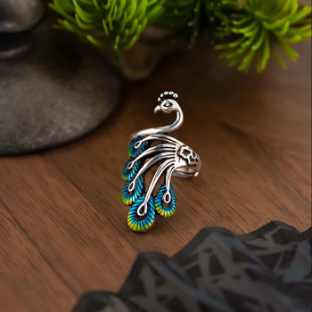 Retro national style ethnic style enamel phoenix ring