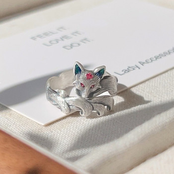 Retro distressed personalized niche design fox ring