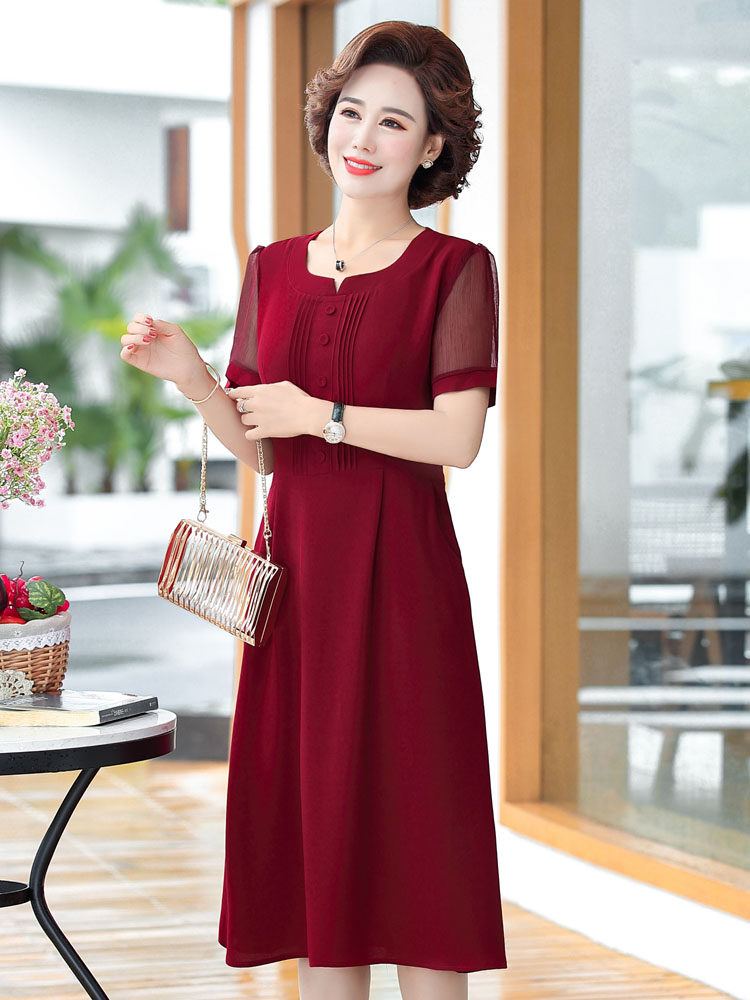 Summer Middle-Year Mom Temperance Chip Dress Woman Summer Dress Yang Yang Fashion Noble Skin Skirt