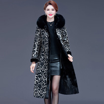 Fur-integrated jacket woman mid-60-year-old mother fashion foreign piste wool sheared velvety leather grass medium aged winter clothing