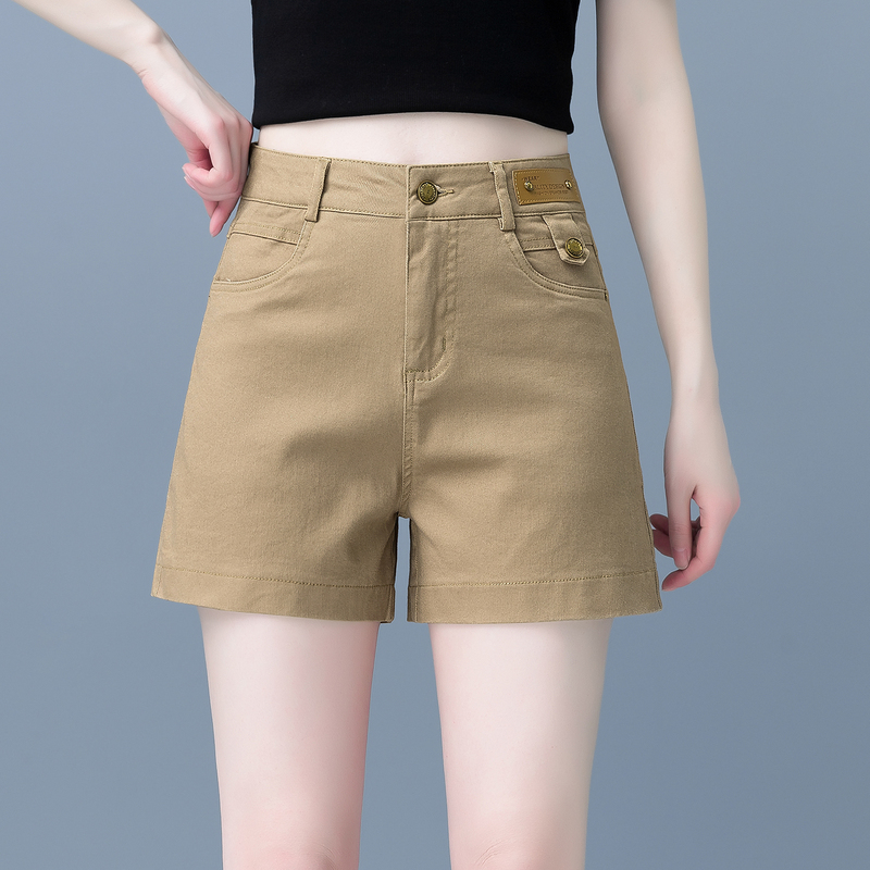 Khaki Pants, Summer Thin Style, 2026 New High-Waisted Casual Loose Denim Shorts for Women, Slimming Quarter-Length Hot Pants