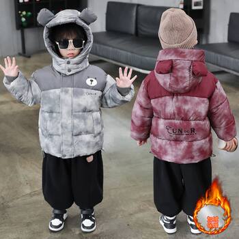 Boys' Cotton Jacket 2025 New Trendy Style for 2-3 Year Old Boys, Winter Fleece-Lined Thickened Coat
