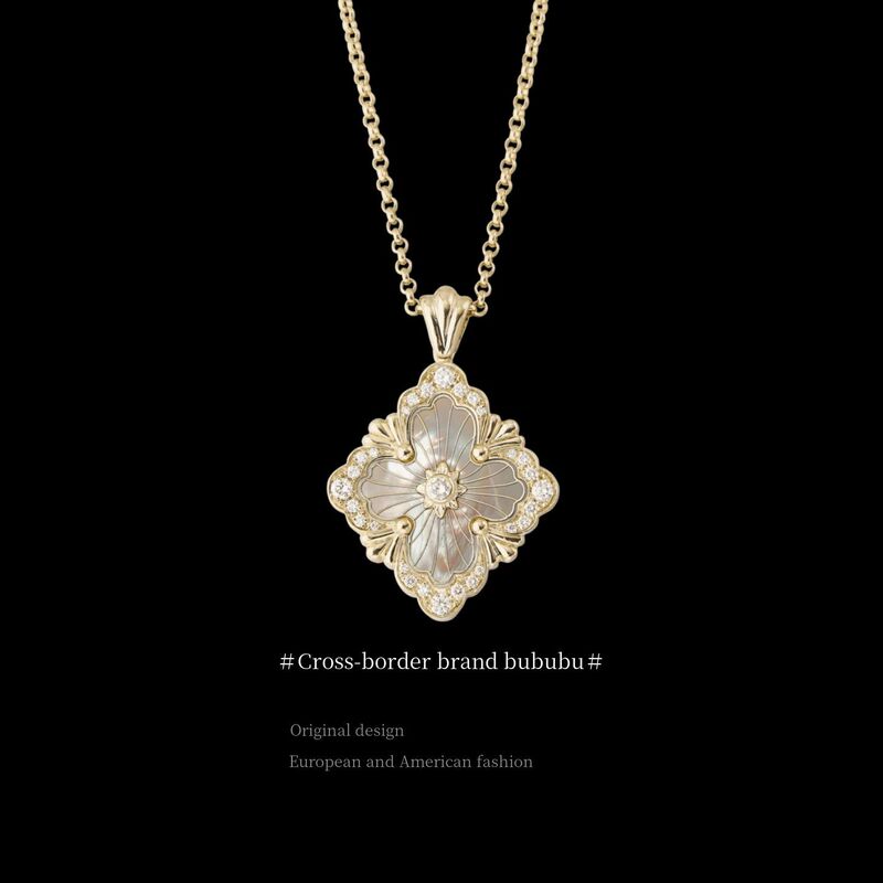 Buchila Opera Necklace for Women 18K Rose Gold Mother-Of-Pearl Agate Amazonite Four-Leaf Clover Clavicle Chain Buchila Opera Necklace for Women 18K Rose Gold Mother-Of-Pearl Agate Amazonite Four-Leaf Clover Clavicle Chain