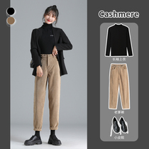 Corduroy pants womens autumn and winter loose straight thin wild plus velvet 2021 new radish velvet slacks
