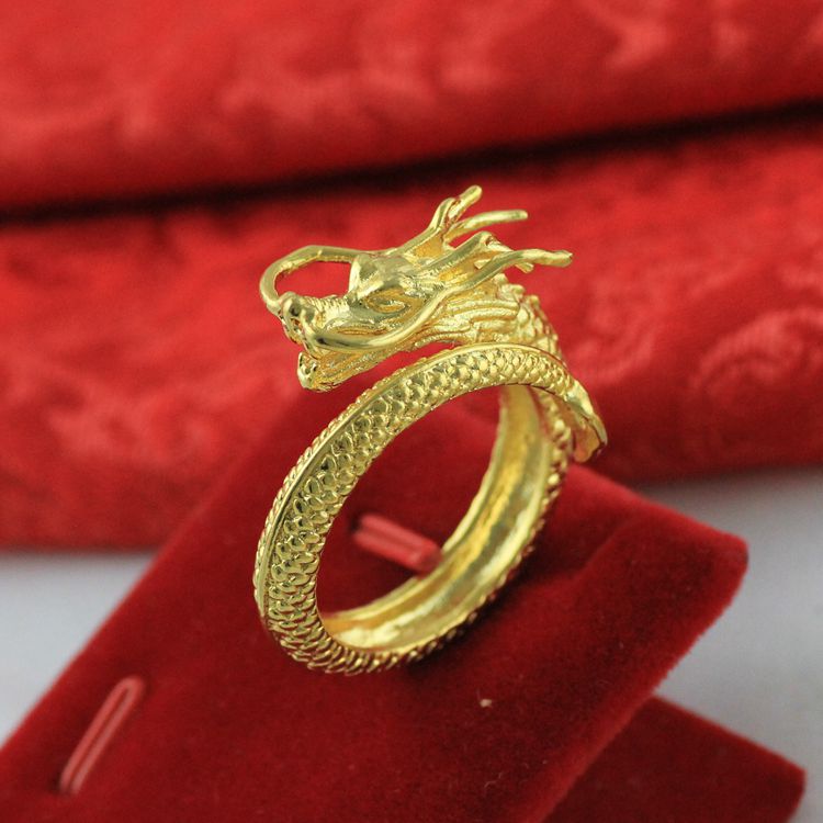 Jin Manduo Độc đoán Pan Dragon Ring Vietnam Shajin Wei Shang Mô hình vụ nổ Giả vàng Giới tính của nam giới Nhẫn nam nhẫn vàng nữ 18k