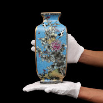 Daqing Qianlong enamel color gold square flower bird bottle antique porcelain antique antique porcelain old object collection