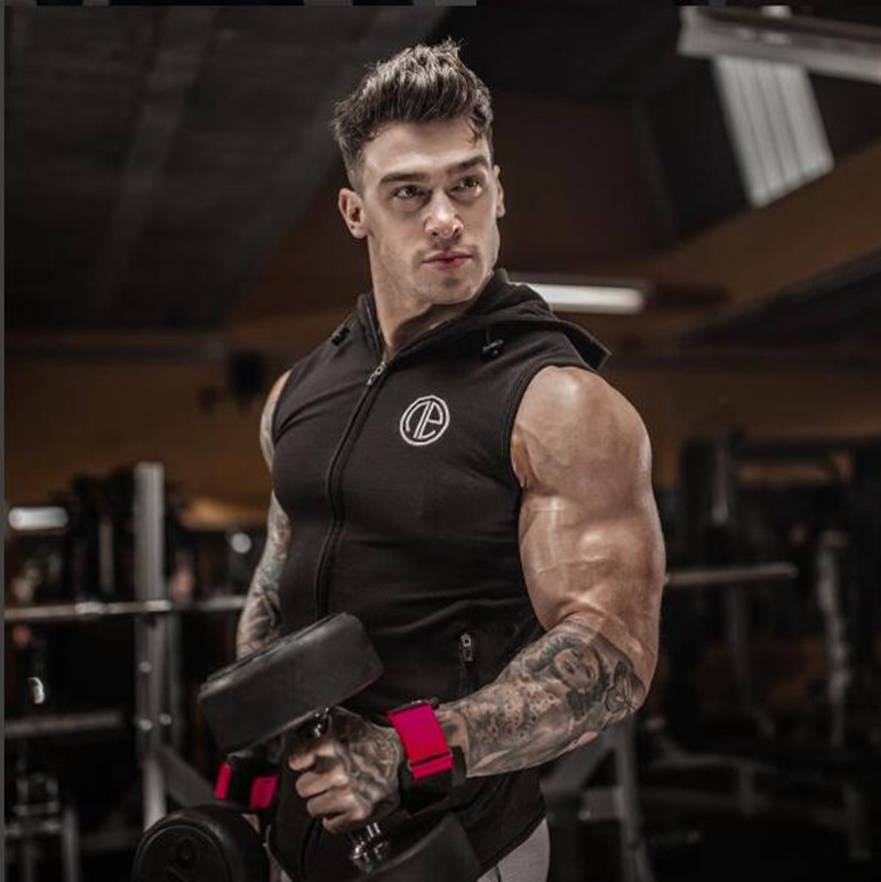 Quần áo thể hình cơ bắp người đàn ông vest tập thể dục đào tạo dây kéo áo vest không tay áo vest vest thể thao - Áo thể thao áo phông thể thao