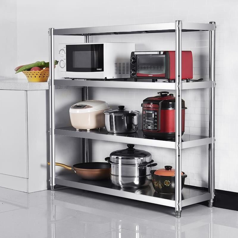304 Home assembly thickened stainless steel kitchen multilayer shelving floor multifunction display 4 floor shelves