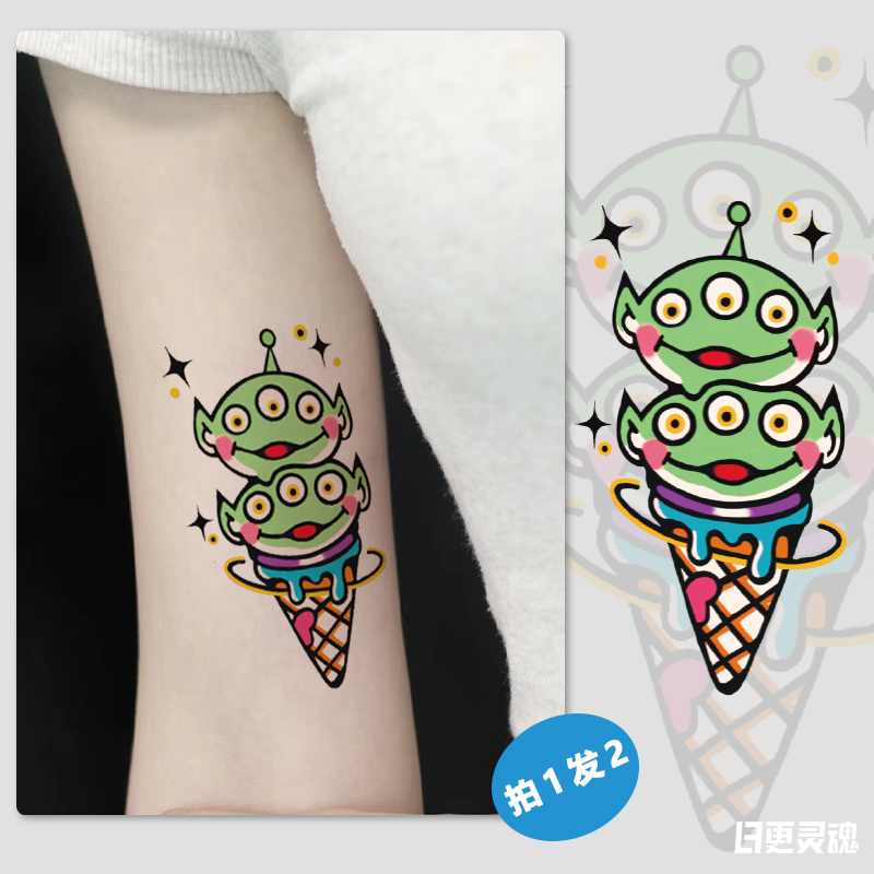 Three-Eyed Alien Colorful Tattoo Stickers Cartoon Pattern Disney Funny Trendy Cool Cute - We Are Good Friends