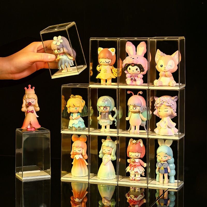 手办收纳展示盒盲盒展示架透明塑料收纳盒泡泡马特molly手办收纳