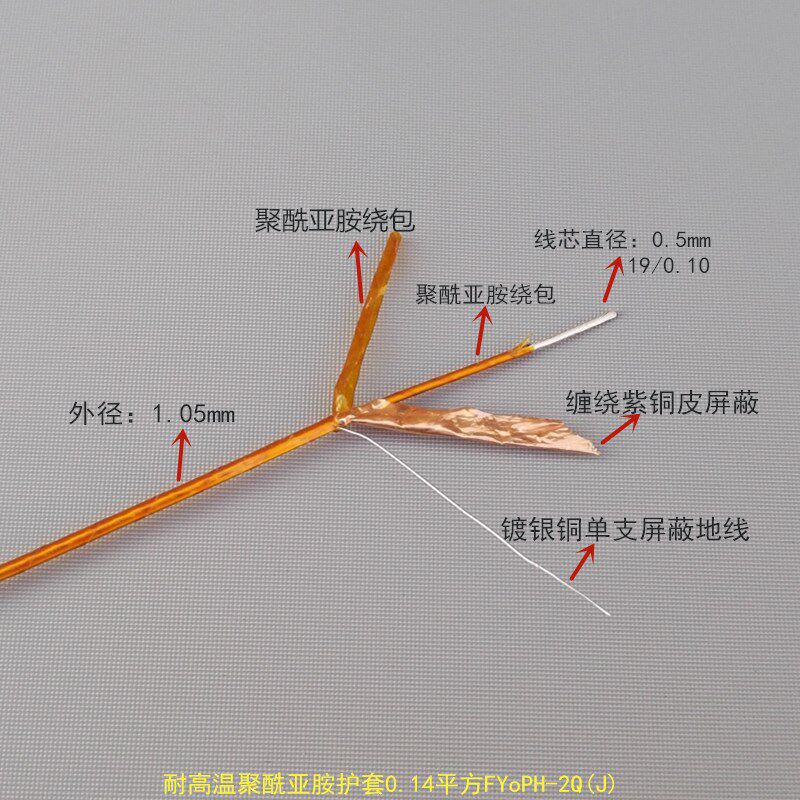 聚酰亚胺薄膜绕包线FYoPH-2Q(J)军标线0.14平方航空镀银线电源线