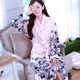 Nightgown bathrobe women's pajamas home clothes thick flannel coral fleece autumn and winter long-sleeved bathrobe sexy long Japanese style