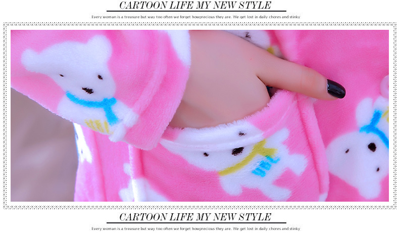 Đồ ngủ ngọt ngào của phụ nữ mùa đông dày flannel cardigan nhung nhung đồ ngủ của phụ nữ phục vụ tại nhà váy ngủ mùa thu và mùa đông dài tay áo đầm đẹp