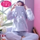 Ren nơ đêm nữ mùa thu và mùa đông đồ ngủ dài tay dày flannel san hô lông cừu dịch vụ nhà mùa xuân và mùa thu dễ thương shop váy đẹp