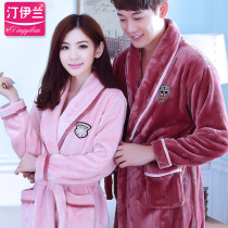 Couple nightgown autumn and winter bathrobe pajamas men and women thick velvet flannel coral velvet home clothes yukata 2021 new