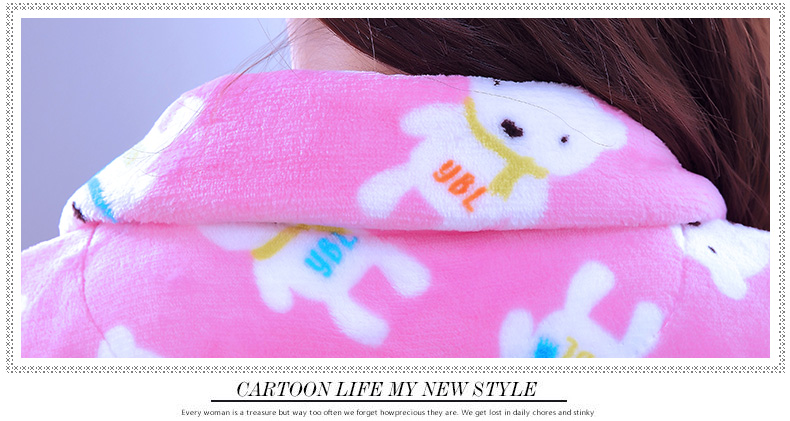 Đồ ngủ ngọt ngào của phụ nữ mùa đông dày flannel cardigan nhung nhung đồ ngủ của phụ nữ phục vụ tại nhà váy ngủ mùa thu và mùa đông dài tay áo đầm đẹp