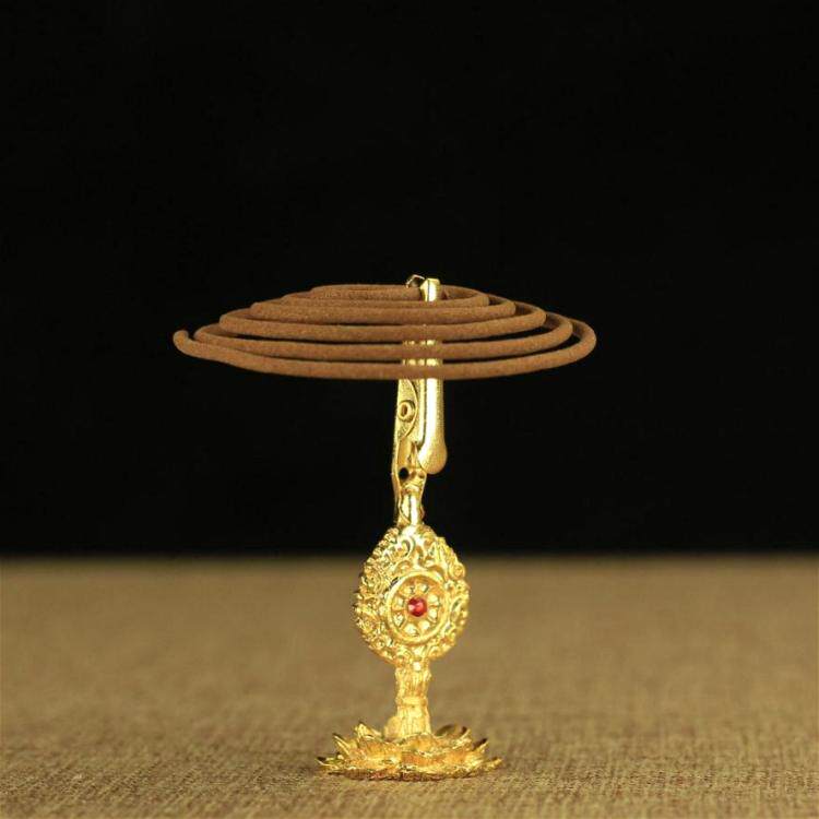 Pure copper gourd incense holder Incense holder incense burner Incense plug Lotus incense clip incense holder Agarwood sandalwood lying incense ring incense line incense