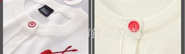 Phiên bản hàn quốc mùa xuân và mùa thu cherry thêu vòng cổ áo len cardigan nữ áo khoác ngắn Áo choàng mỏng nhỏ ngoài hè mỏng khoác cardigan