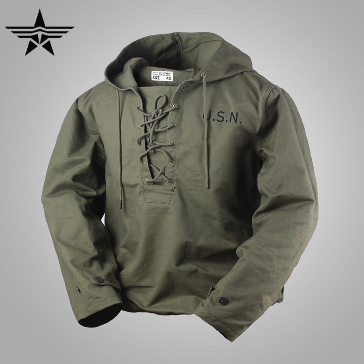 USN wet weather parka navy deck suit WW2 World War II retro hooded men's jacket jacket army fans