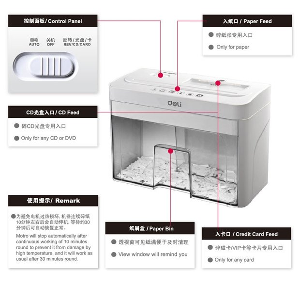 Máy hủy tài liệu văn phòng máy tính xách tay nhỏ gọn 9932