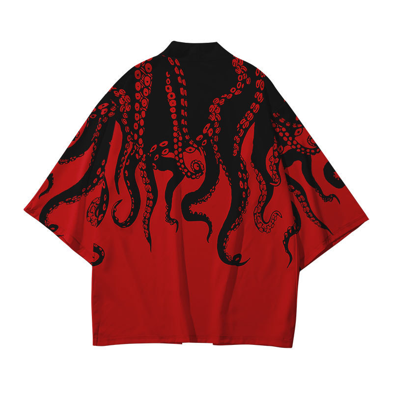 Chinese-Style Feather Cardigan Kimono Hanfu Taoist Robe 3D Printed Octopus Three-Quarter Sleeve Sun Protection Thin Jacket for Men and Women Trendy Chinese-Style Feather Cardigan Kimono Hanfu Taoist Robe 3D Printed Octopus Three-Quarter Sleeve Sun Protection Thin Jacket for Men and Women Trendy