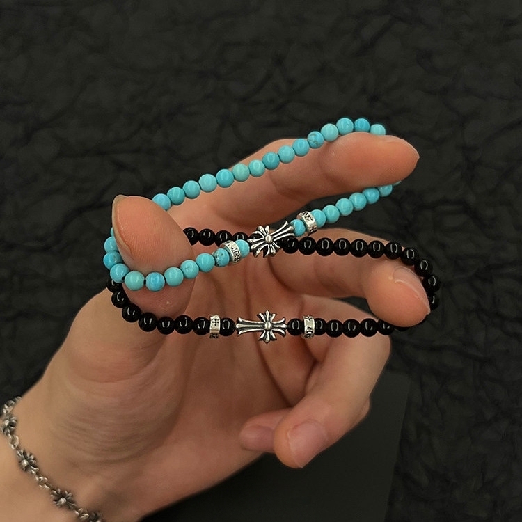 S925 Silver Obsidian Turquoise Tiger Eye Stone Bracelet for Men, Niche Style, ins Layered Combination Men's Bracelet Gift S925 Silver Obsidian Turquoise Tiger Eye Stone Bracelet for Men, Niche Style, ins Layered Combination Men's Bracelet Gift
