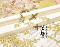 Baby clothes accessories 6mm wide cross small pendant pendant gold copper 6 prices