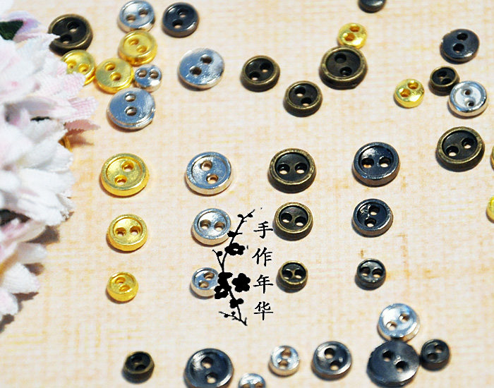 3456MM metal small buttons for handmade baby clothes, double-hole hand-sewn buttons, two-eye buttons, 10 pieces