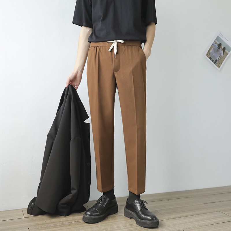 Straight Drum Pants Men 90% 90% Pants 2021 Fall New Brown Hair 9 Pants Pendant Feel Loose Casual Pants Western Pants