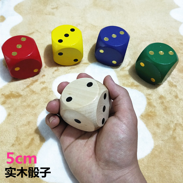 Large 5 cm point sieve Colorful number game color wooden oversized dice toy 5 colors optional