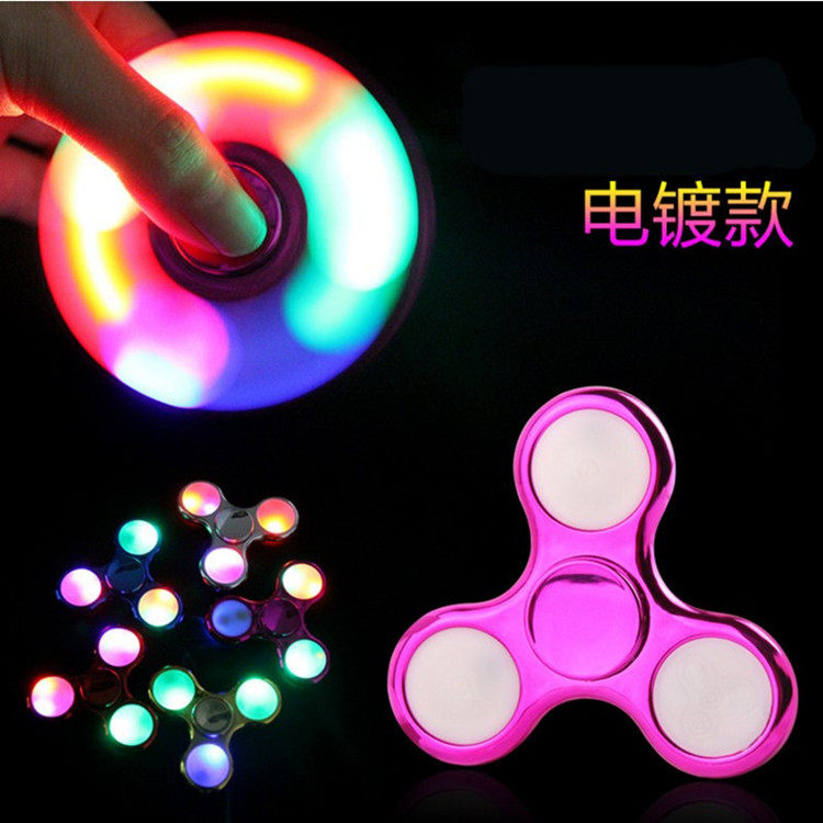 Luminous finger top edc fingertip swivel electroplating top turn 2 min decompression flashy toy top