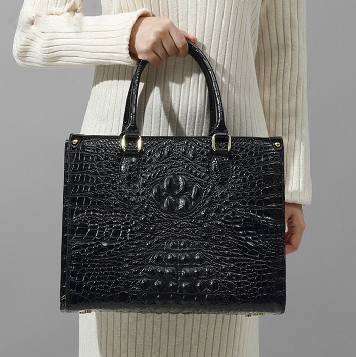 Nuan Yu Handmade High-End European and American Street Style Light Luxury Tote Bag with Exquisite Texture Thai Crocodile Leather Women's Handbag