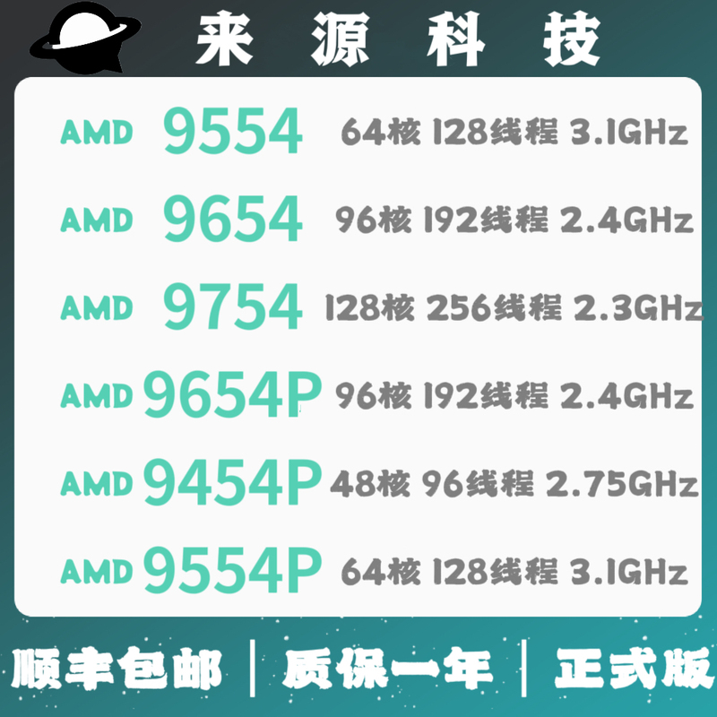 Amd Epyc 9554 9654 9754 9654P 9454P 9J14 Official Version Unlocked Cpu