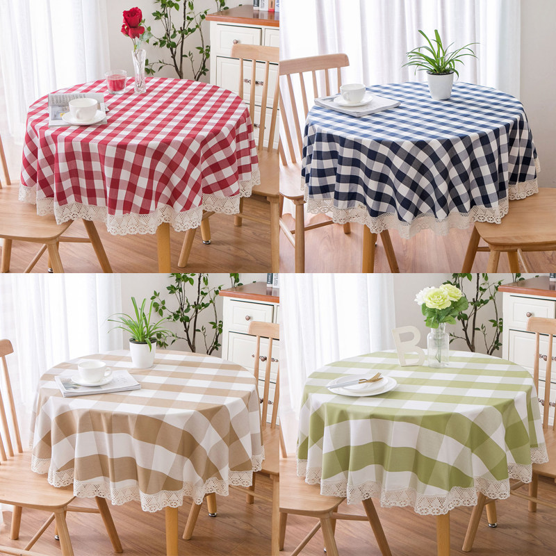 Round Table Cloth Cotton Hemp Cloth Art Thickened Plaid Lace Lace Fields Garden Brief Table Cloth Tea Table Nordic Round Geb