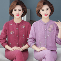 Elderly thermal underwear in autumn and winter thickened with velvety cardiff Mama knit Grandmother outside wearing home outsuit suit