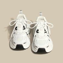 FYOG thick-soled black and white dad shoes for women 2024 spring and summer new style inner heightening white shoes versatile sports shoes pet shoes