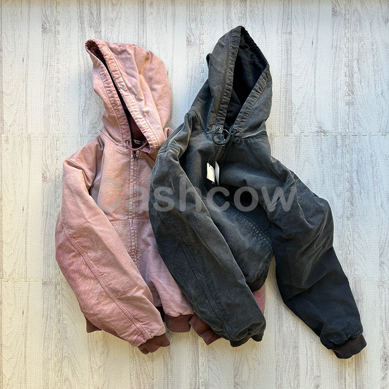 國現25aw auralee COTTON DUCK SHORT ZIP PARKA染色做舊拉鍊帽衫