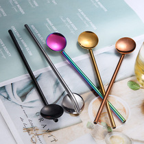 304 stainless steel straw spoon milk tea eco-friendly drinking pipe creative dual-use net red stirring spoon juice filter straw spoon