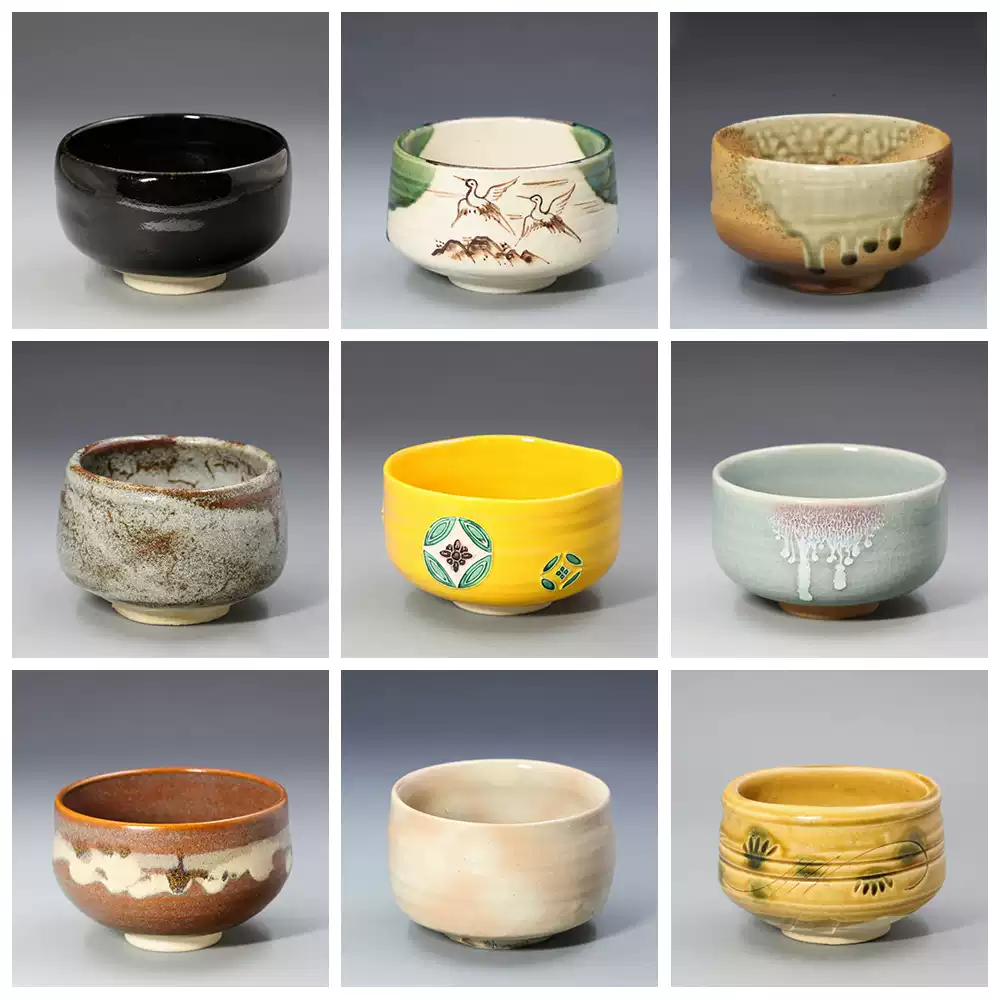 陶艺家室井香悦作神悬烧乐烧半筒形茶碗抹茶