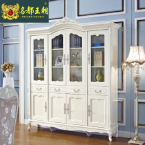 Eurostyle Bookcase Four-door Bookcase Locker bookshelves White with glass door Book room desk bookcase Composition Home
