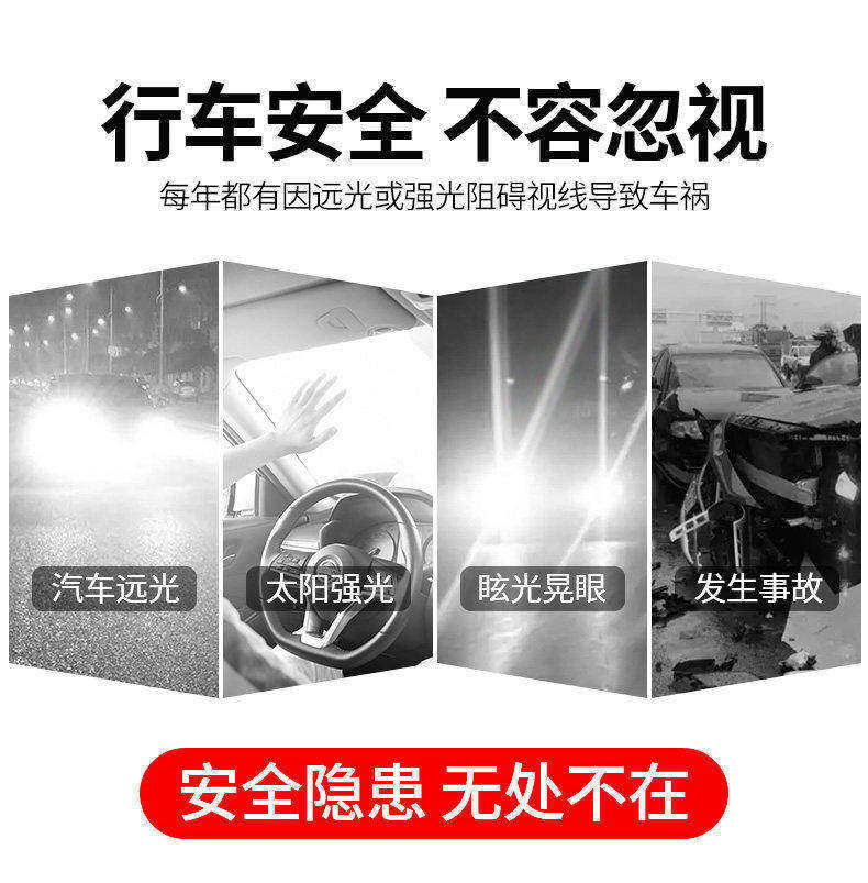 Car sun visor anti-glare goggles for day and night use, driver's anti-dazzle clip-on installation