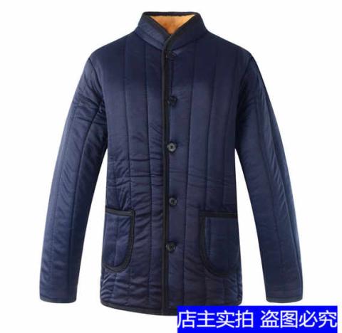 Mùa đông trung niên và phụ nữ lớn tuổi đàn ông dày cộng với áo nhung một mảnh áo khoác cotton kích thước lớn ấm áp áo len nhà áo giữ nhiệt nam cổ tim