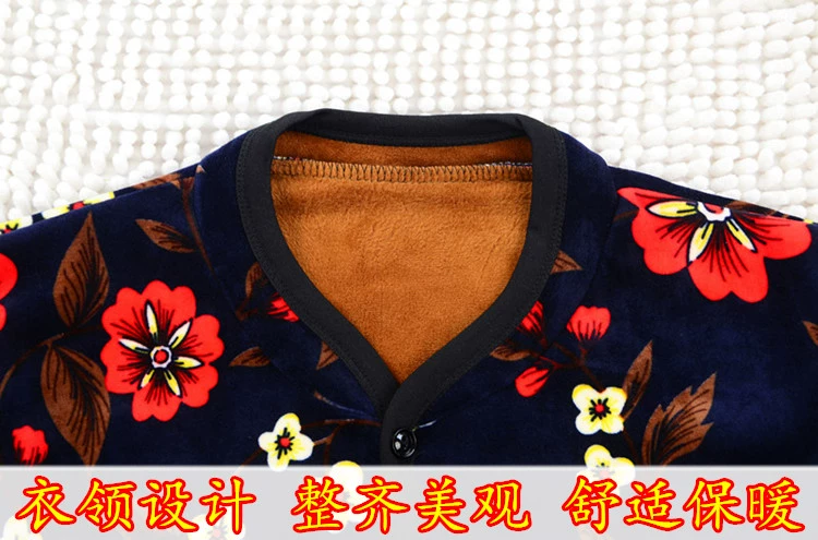 Phụ nữ trung niên và già áo len mẹ đồ lót nhiệt ông già cộng với lông cừu dày nhung cộng với chất béo áo len cotton kích thước lớn