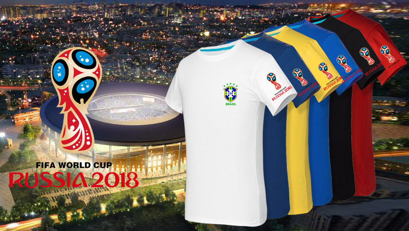 2018 Nga World Cup T-Shirt ngắn tay cotton người hâm mộ Brazil Pháp đội Tây Ban Nha Đức jersey đồng phục