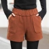 Quần short nữ mùa đông mặc ngoài mùa thu và nhung vàng 2018 mới quần size lớn là quần skinny đen rộng ống rộng cạp cao eo Quần short