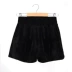 Quần short nữ mùa đông mặc ngoài mùa thu và nhung vàng 2018 mới quần size lớn là quần skinny đen rộng ống rộng cạp cao eo Quần short
