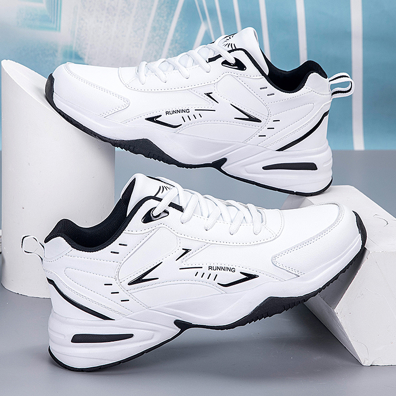 Autumn Men's Shoes Large Size 46 Leather Surface 47 Waterproof 48 White Sports Shoes Student Casual Lightweight Non-Slip Running Shoes