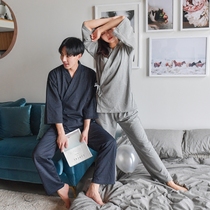  Japanese kimono pajamas pure cotton long-sleeved couples autumn and winter men and women casual loose home clothes suit month clothes