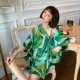 Chic bat tay áo pyjama nữ mùa hè 2019 mới thủy triều ngắn tay áo băng lụa gợi cảm kích thước lớn mỏng phù hợp với dịch vụ nhà - Bộ Pajama